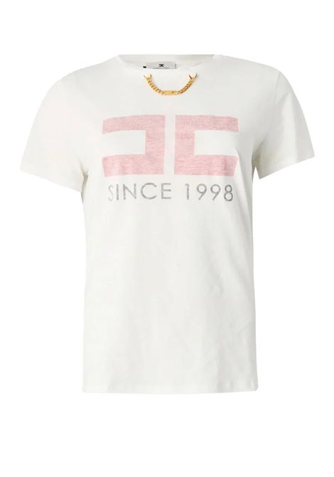 T-shirt Elisabetta Franchi donna MA003351E2 270 gesso con  stampa ELISABETTA FRANCHI | T-shirt | MA003351E2270